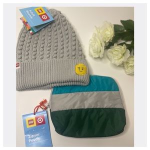 Adult Lego Beanie-Lego Collection x Target Gray and Lego Zipper Pouch Target